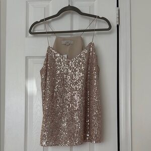LOFT Gold Sequin Camisole Top